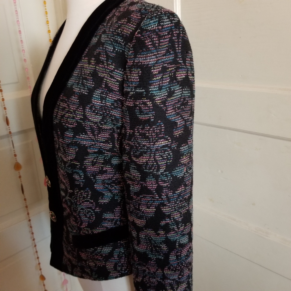 Vintage Doncaster Tapestry Blazer Jewel Button Brocade Jacket Size 8 - Picture 2 of 8